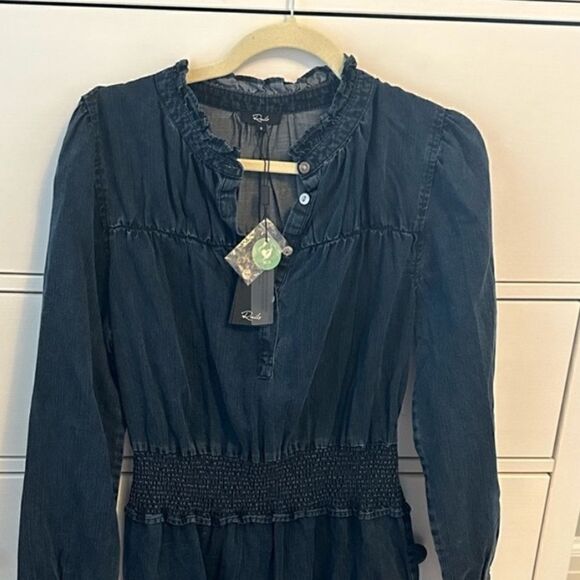 Rails Shawna Mini Dress Small Dark Vintage Blue Black Eco Collection Small $228 - Picture 9 of 13